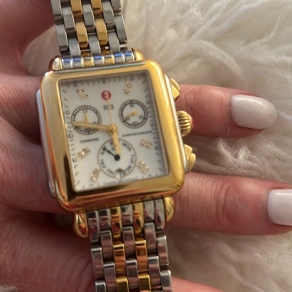 Michele Accessories Michele 2 Tone Diamond Watch With New Battery